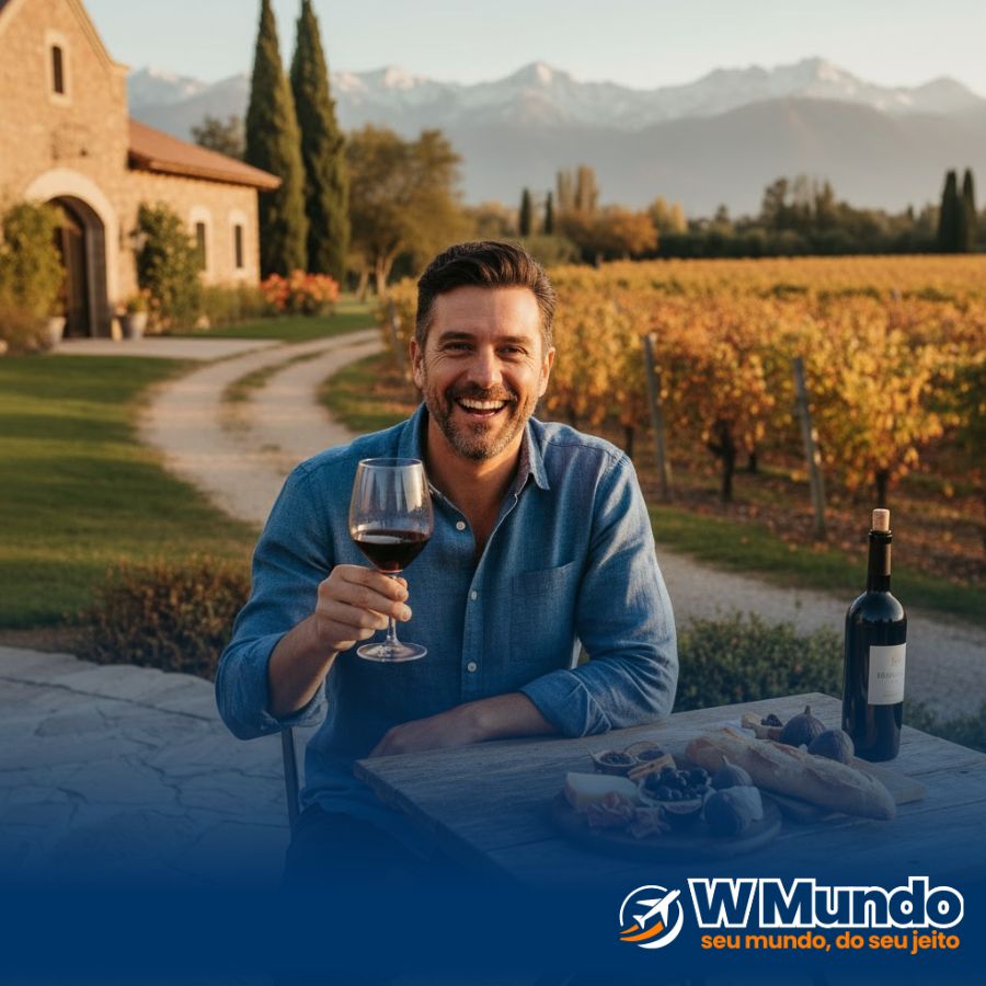 Homem tomando um vinho e brindando a vida